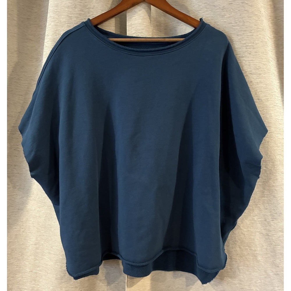 Frank & Eileen Audrey Funnel Neck Blue Capelet One Size Lagenlook Classic